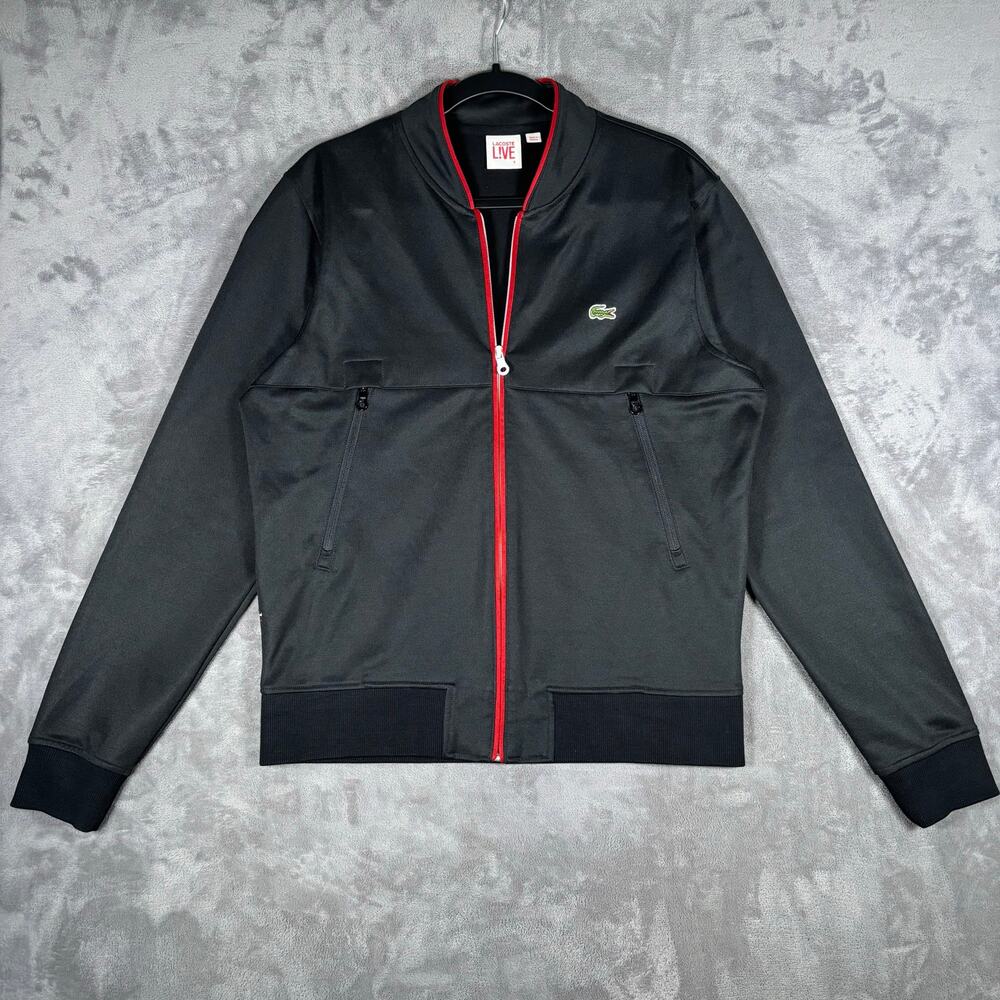 Lacoste Live Full Zip Track Jacket Black Cotton Blend Men’s Size 5 Large